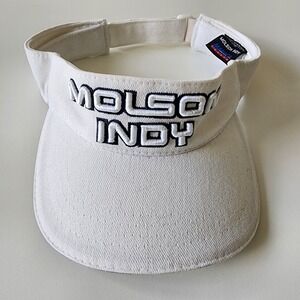 Molson Indie White Visor Racing Big Logo Cotton Adjustable Canadian Beer Cap Hat